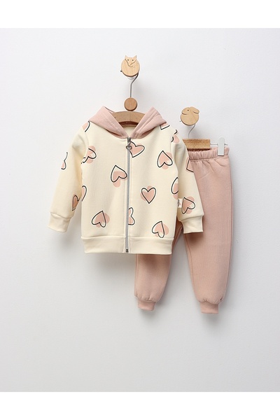 MiniKids Hearts quilted set, pale pink model 98 (24-36 months)