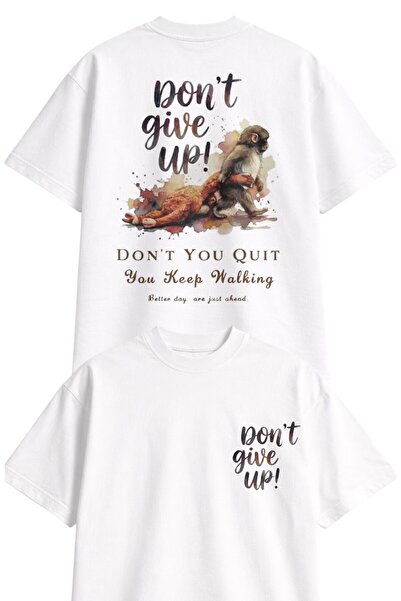 Fuddy Moda Unisex Oversize Dont Give up Monkey Punch Back Printed T-Shirt