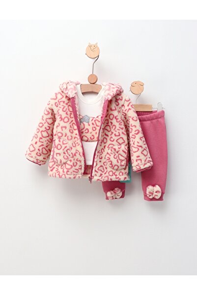 MiniKids 3-piece Kitty set dark pink 80 (9-12 months)