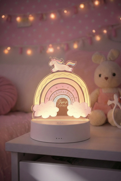 Zeymond Kişiye Özel İsimli LED Gece Lambası 3 Modlu Çiçekli Gökkuşağı Tasarım...