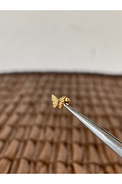 Rupen Kraft Gerçek Titanium G23 Kelebek Altın Titanyum 7x1.2mm Labret Piercing