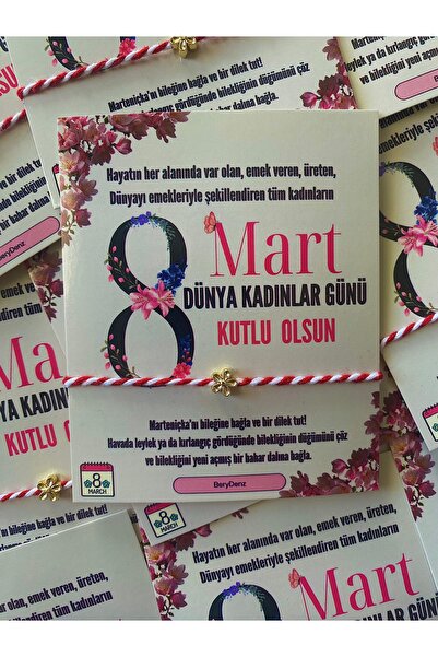 8 Mart Kadınlar Günü Marteniçka Bileklik(1 ADET)Kartlı+Hediye Paketli