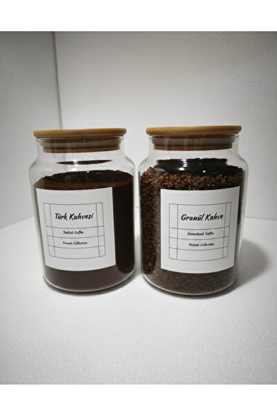ÖZ HOME 2-Pack 900 ml Glass Filter Coffee & Turkish Coffee Jar with Bamboo Lid