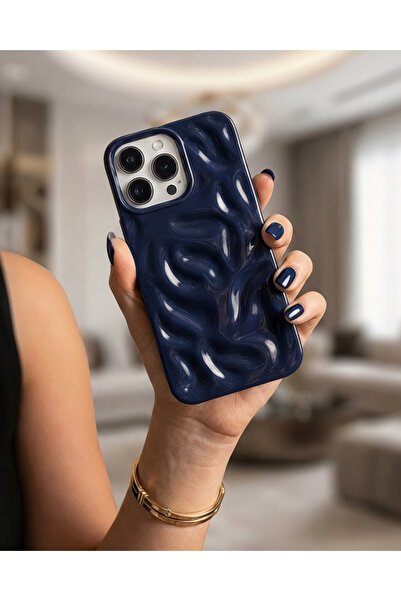 KILIF HOUSE غطاء سيليكون لامع متوافق مع آيفون 17 بتصميم متموج