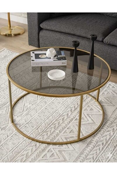 İMS ZİGON DÜNYASI Modern C Orta Sehpa-Statik Boyalı Metal Ayaklı, 4 mm Temper...