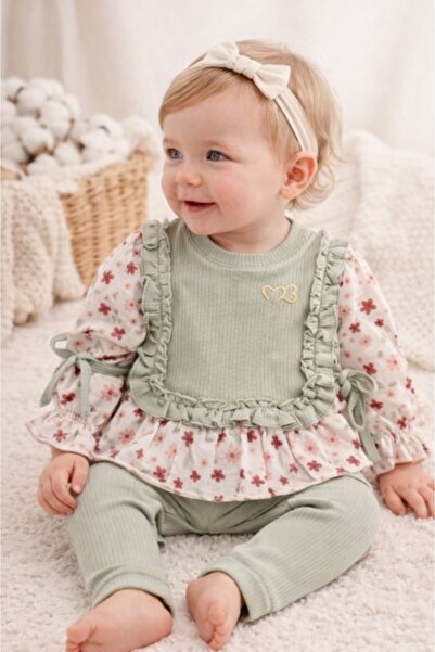 Superbaby Σετ 2 τεμαχίων σε παστέλ πράσινο για κορίτσια, casual παντελόνι Με ...