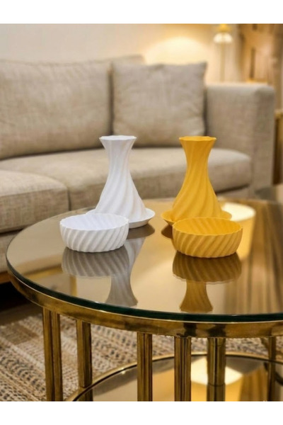 Leerybee طقم مزهريات ووعاء زخرفي بتصميم خاص مكون من 6 قطع طباعة ثلاثية الأبعا...