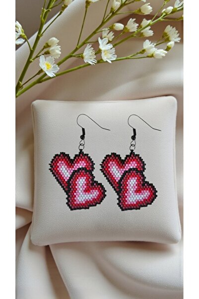 SEARD Miyuki Bead Handmade Heart Earrings 3