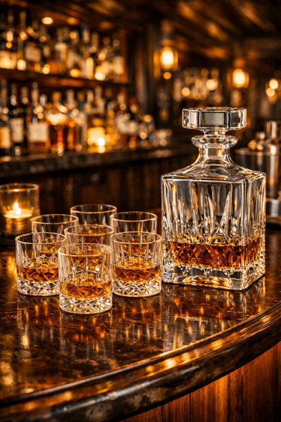 COCEM Lüx 6’lı 340 cc Kristal Bardaklı 750 cc Karaf Seti | Ev & Bar İçin Şık ...