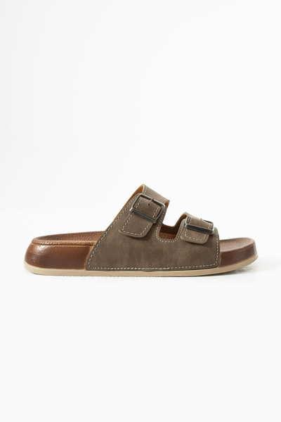 Polomia Comfort Women's Suede and Leather Look Double Buckle Adjustable Cork ...