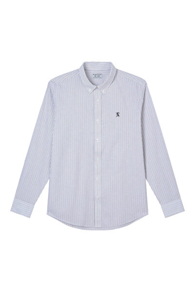 Giordano قميص أكسفورد قطن رجالي ضيق مطرز