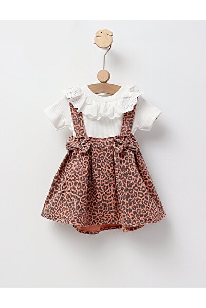 MiniKids Set vara cu sarafan, leopard, corai 104 (3-4 ani)