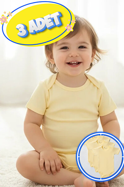 candar 3-Piece Short Sleeve Plus Size Bodysuit Yellow – Cotton, Snap Buttons ...