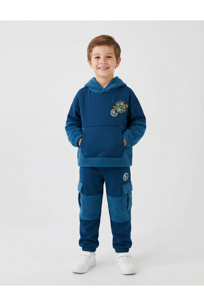 MiniKids Φόρμα με επένδυση, Run Free Club, σκούρο μπλε 134 (8-9 ετών)