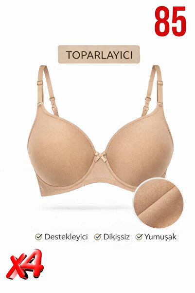 PRUSA İÇ GİYİM Women's Padded (Supported) Underwire Gathering Beige Bra X4 (4...