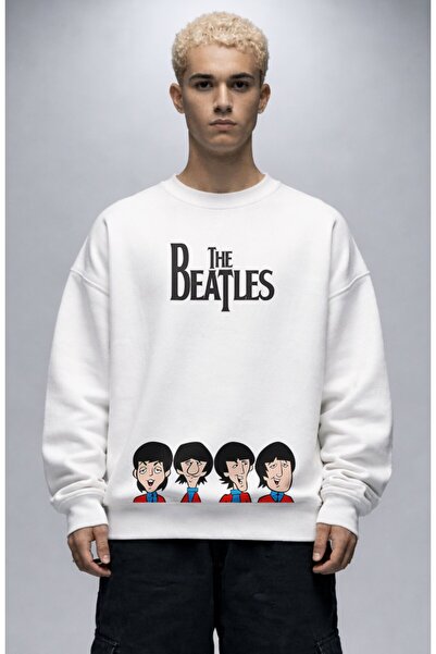 Fuddy Moda Unisex Oversize Rock Band Funny the Beatles Printed Crew Neck Hood...