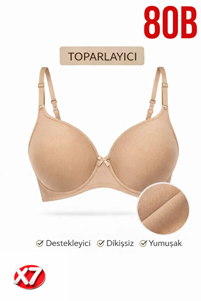 PRUSA İÇ GİYİM Women's Padded (Supported) Underwire Gathering Beige Bra X7 (7...