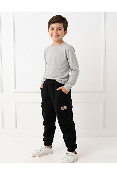 MiniKids Fur-lined pants, Cargo LOS Tactics, black 128 (7-8 years)