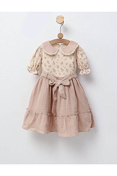 MiniKids Premium muslin dress Daria dusty pink 128 (7-8 years)