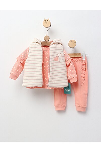 MiniKids Set 3 piese, Multe Inimioare, corai 92(18-24 luni)