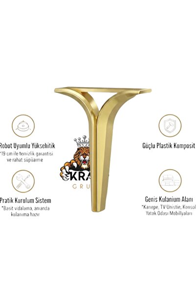 KRAL GRUP HIRDAVAT Nergi̇s 19 cm Gold Sofa Bedroom Tv Unit Console and Office...