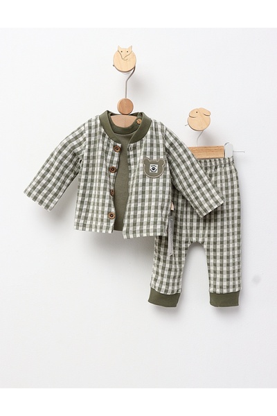 MiniKids Costumas 3 piese, Bebe Bebelink, cu verde 56 (0-1 luni)