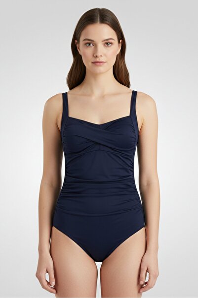 Tchibo Women Padded Ruched Swimsuit, Dark Navy
