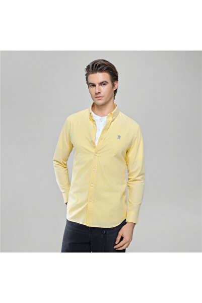 Giordano قميص أكسفورد قطن رجالي ضيق مطرز