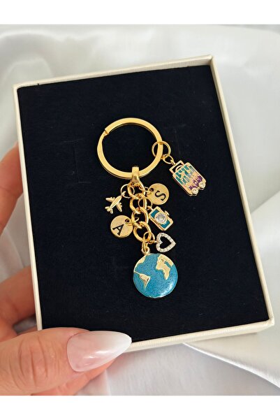Elvia Atelier Dünyam seyahat Anahtarlığı Sevgili Hediyesi (1 ADET )