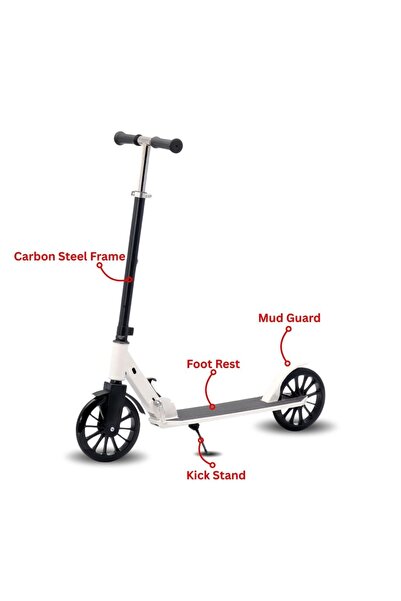 Generic Smooth Commuter Adult Scooter - 200mm Big Wheels - Dual Suspension - White Foldable Kick