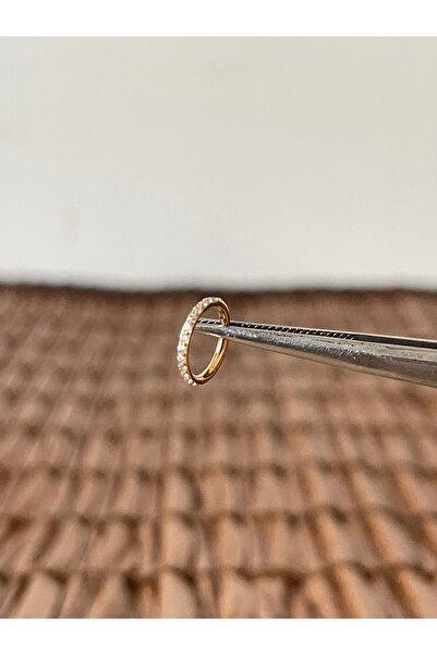 Rupen Kraft Gerçek Titanium G23 Titanyum Altın Zirkon Su Taşı 8mm x 1.2mm Kil...