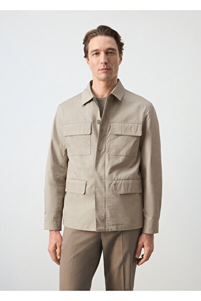 MANGO Man %100 pamuklu çok cepli ceket