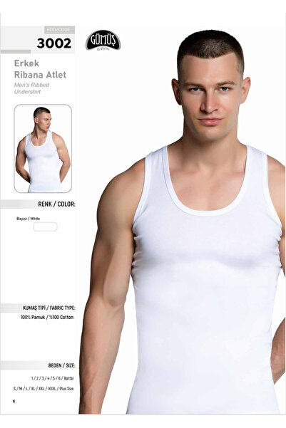 Fily Underwear (6 Pieces) Silver 100% Cotton Ribbed Men's Undershirt