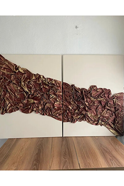 MAİNTHEAHOME 2'li Dokulu Alçı Tablo Saklı Dalga| El Yapımı 3D Dekoratif Duvar...