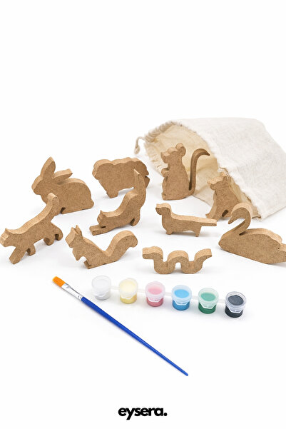 eysera Çocuklar İçin Ahşap Boyama Seti Boyanabilir Hayvanlar Çocuk Etkinlik B...