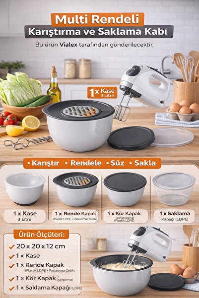 sitil eviniz Multi Rendeli Karıştırma Ve Saklama Kabı 20cm