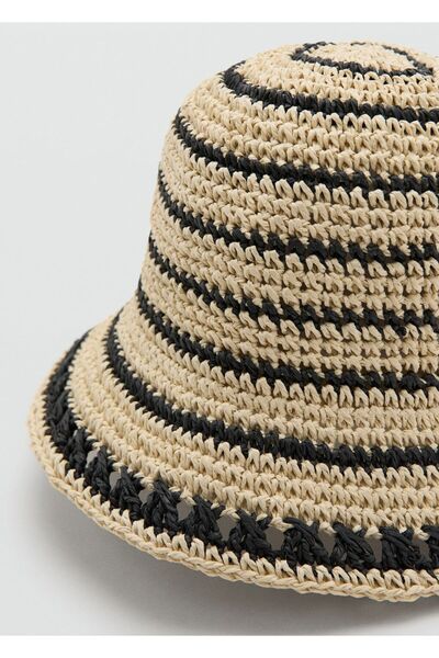 Mango Teen Çizgili bucket şapka