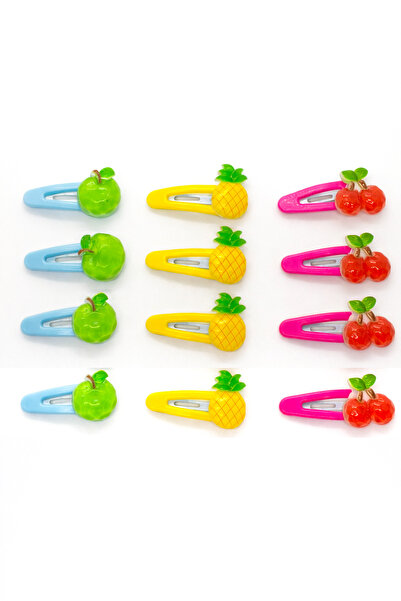 MakeWell Set de 4 agrafe de păr cu flori de stea de mare, cireșe, mere și ana...