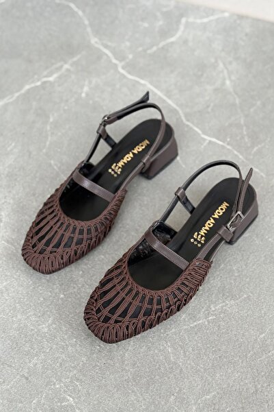 MODAADAM Дамски плетени обувки Cerny с нисък ток - кафе