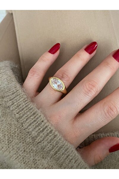 Pinery Jewels إصدار محدود - خاتم نسائي بيضاوي كبير الحجم مرصع بالأحجار مع إمك...