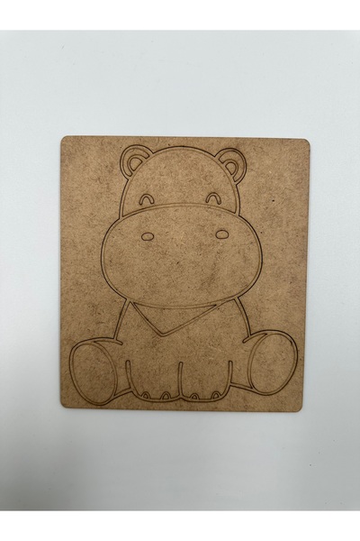 WOODIVA AHŞAP 10 Pieces Hippo Wooden Painting School Event Activity Art 15 cm