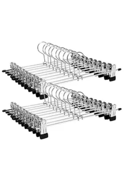 metalocasnice 10 stainless steel hangers with clips 40 cm.