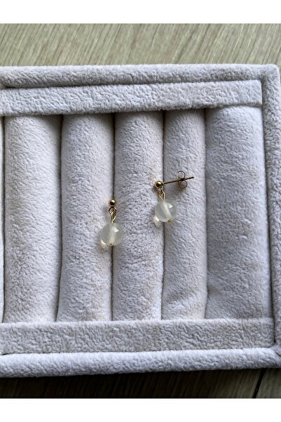 Pel Design 8 mm Selenite Stone Steel Ball Earrings Handmade