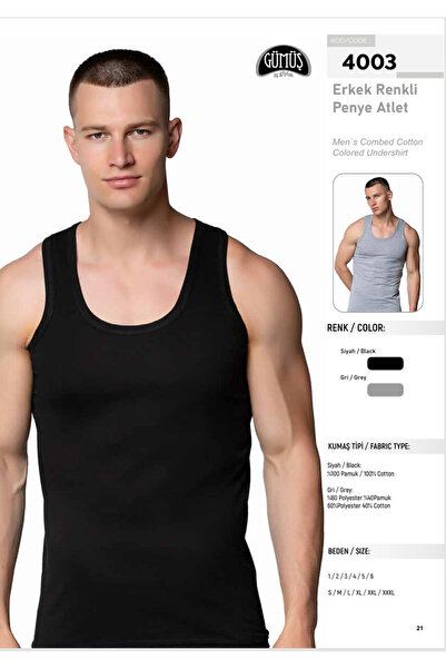 BENALİ (12 Pieces) Silver 100% Cotton Men's Combed Cotton Classic Undershirt