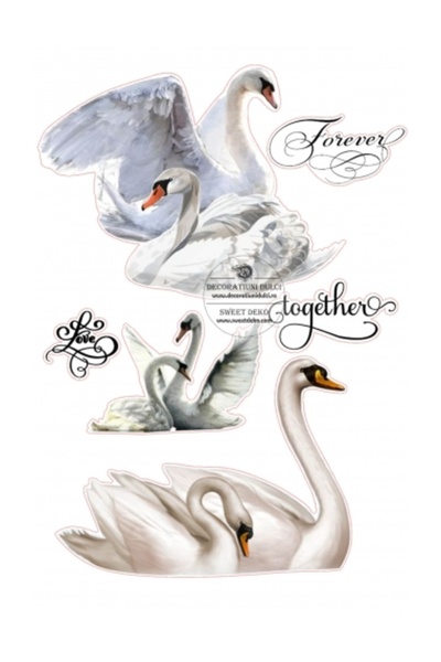 Decoratiuni Dulci Imagine comestibila lebede together forever - Decupat