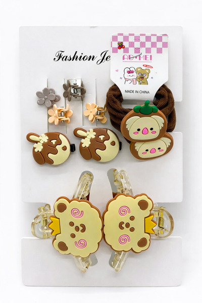 MakeWell Girl's Colorful Hair Accessory Set of 8 – Ribbon Clips, Flower and S...