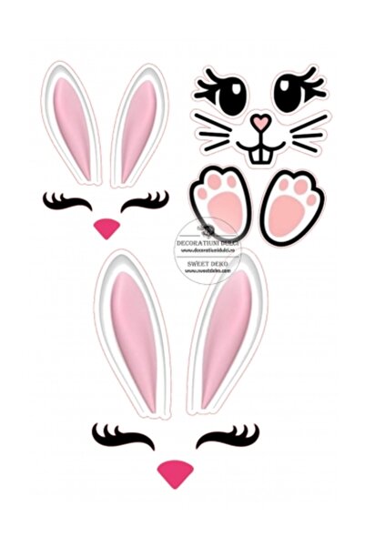 Decoratiuni Dulci Bunny faces, edible image - Cut out