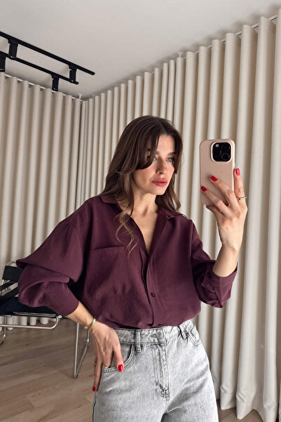 Sue Store Plum Oversize Modal Fabric Shirt