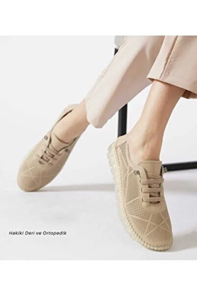altın moda shoes Hakiki Deri BEJ Baskı Kadın Deri Casual Ayakkabı 8525