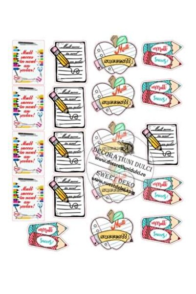 Decoratiuni Dulci Succes in noul an scolar!|imagine comestibila, decor briose...